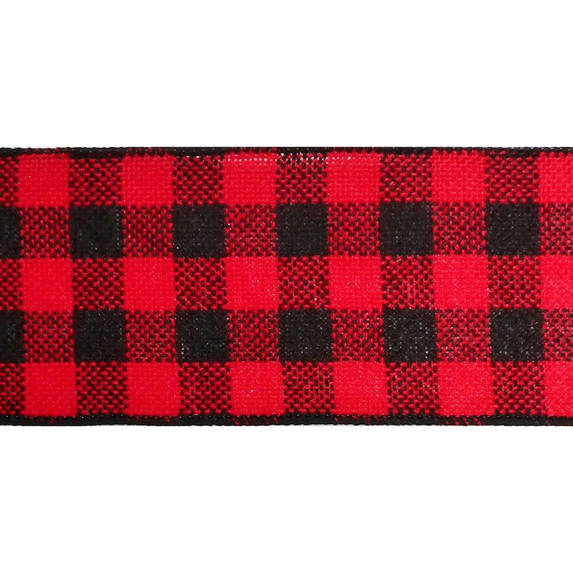 2.5" x 25ft. Red & Black Buffalo Check Wired Ribbon by Celebrate It™